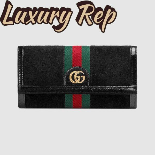 Replica Gucci GG Unisex Ophidia Continental Wallet in Black Suede Leather 2