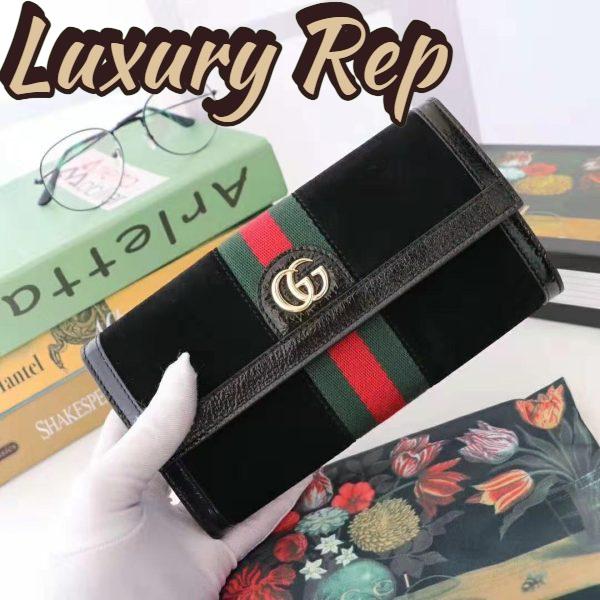 Replica Gucci GG Unisex Ophidia Continental Wallet in Black Suede Leather 3