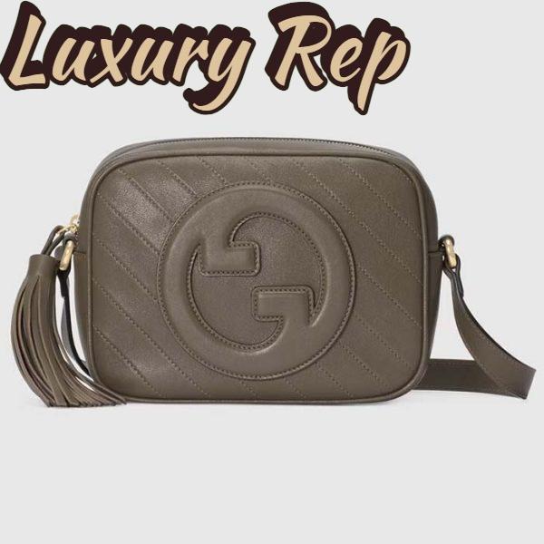 Replica Gucci Women GG Blondie Small Shoulder Bag Brown Leather Zipper Closure