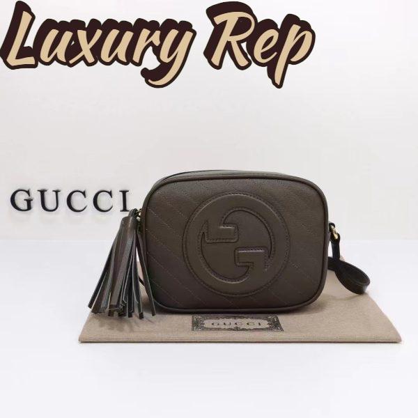 Replica Gucci Women GG Blondie Small Shoulder Bag Brown Leather Zipper Closure 3