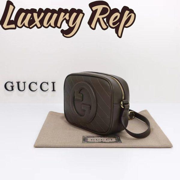 Replica Gucci Women GG Blondie Small Shoulder Bag Brown Leather Zipper Closure 5