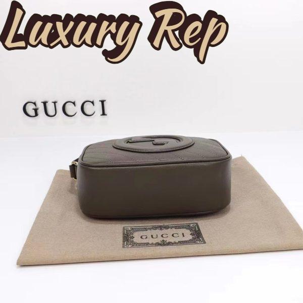 Replica Gucci Women GG Blondie Small Shoulder Bag Brown Leather Zipper Closure 6