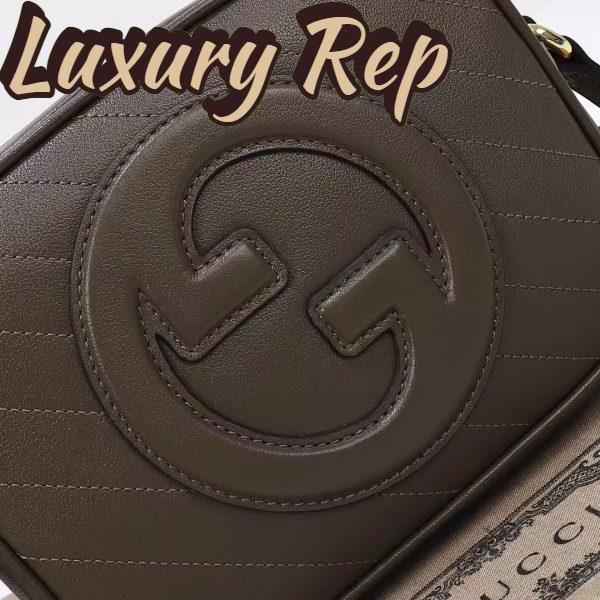 Replica Gucci Women GG Blondie Small Shoulder Bag Brown Leather Zipper Closure 7