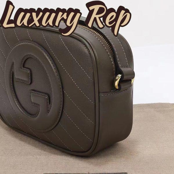 Replica Gucci Women GG Blondie Small Shoulder Bag Brown Leather Zipper Closure 10