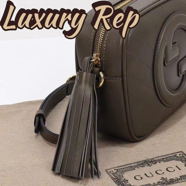 Replica Gucci Women GG Blondie Small Shoulder Bag Brown Leather Zipper Closure 11
