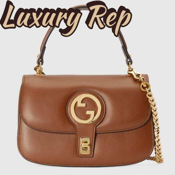 Replica Gucci Women GG Blondie Small Top Handle Bag Cuir Leather Round Interlocking G