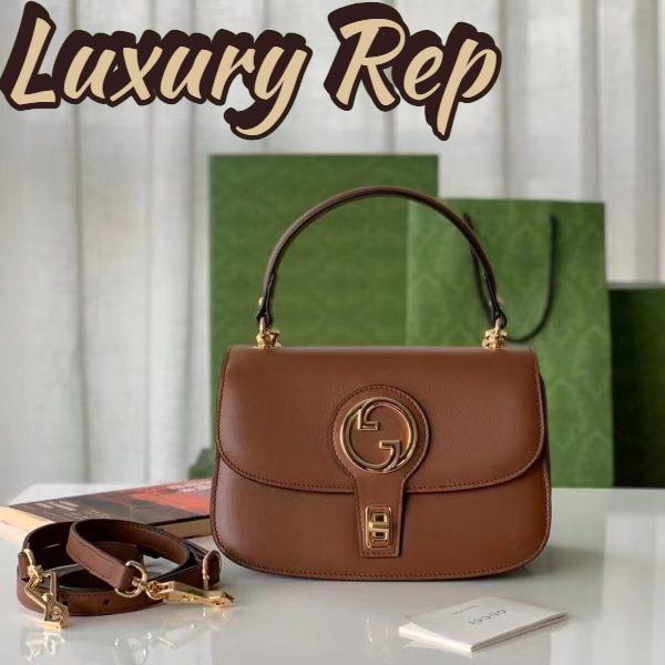 Replica Gucci Women GG Blondie Small Top Handle Bag Cuir Leather Round Interlocking G 3