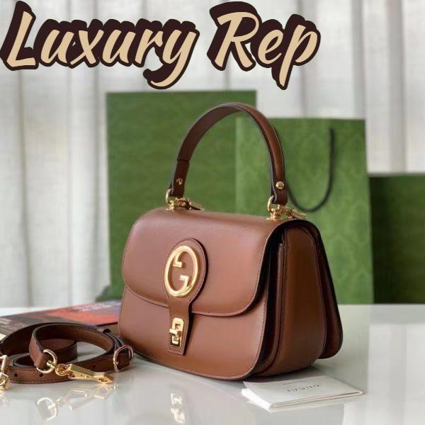 Replica Gucci Women GG Blondie Small Top Handle Bag Cuir Leather Round Interlocking G 4