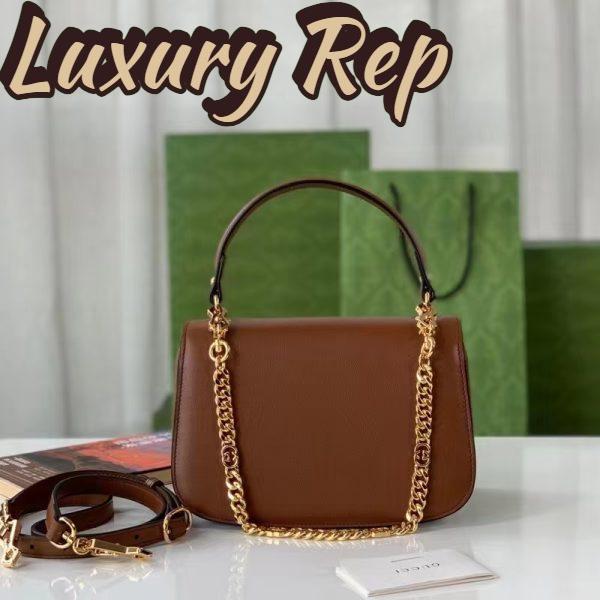 Replica Gucci Women GG Blondie Small Top Handle Bag Cuir Leather Round Interlocking G 5