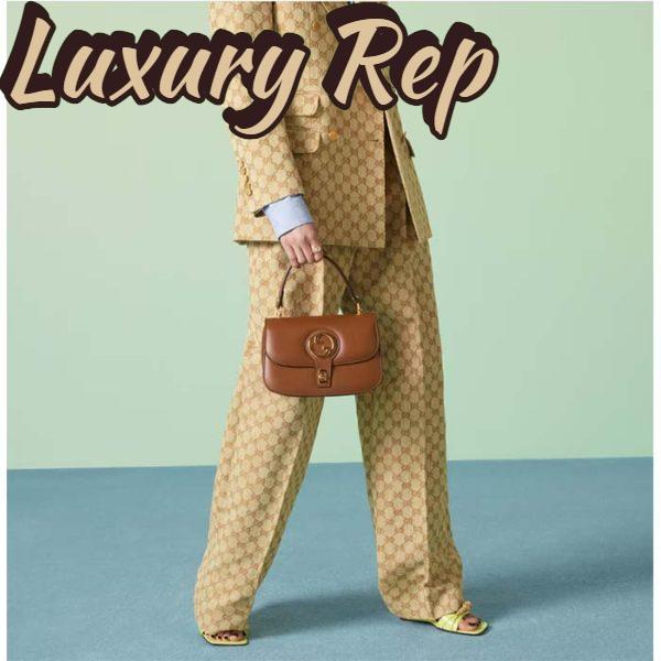 Replica Gucci Women GG Blondie Small Top Handle Bag Cuir Leather Round Interlocking G 13