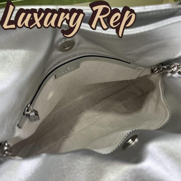 Replica Gucci Women GG Blondie Small Tote Bag Silver Lamé Leather Round Interlocking G 10