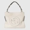 Replica Gucci Women GG Blondie Small Tote Bag Silver Lamé Leather Round Interlocking G 14