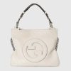 Replica Gucci Women GG Blondie Top Handle Bag Black Leather Round Interlocking G 14