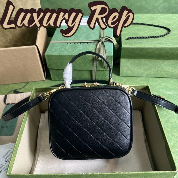 Replica Gucci Women GG Blondie Top Handle Bag Black Leather Round Interlocking G 4
