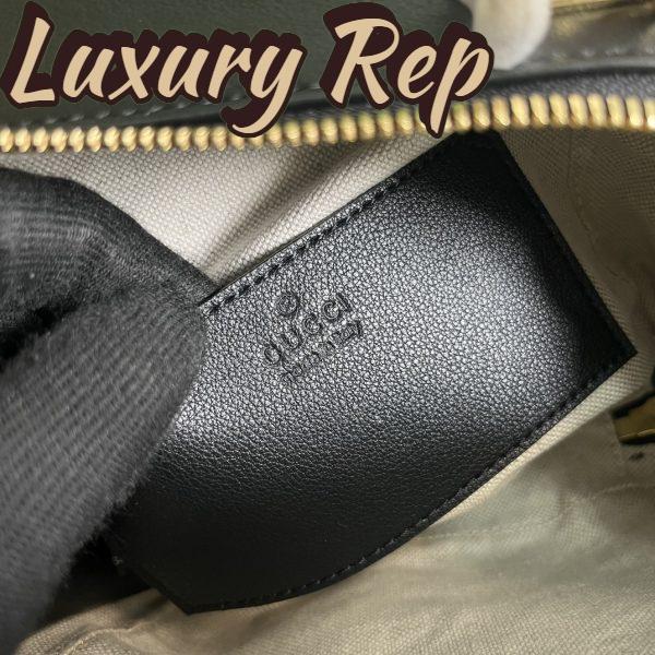 Replica Gucci Women GG Blondie Top Handle Bag Black Leather Round Interlocking G 8