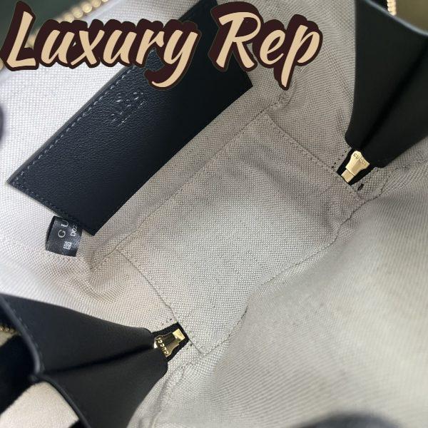 Replica Gucci Women GG Blondie Top Handle Bag Black Leather Round Interlocking G 9