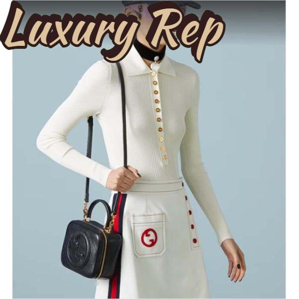Replica Gucci Women GG Blondie Top Handle Bag Black Leather Round Interlocking G 11