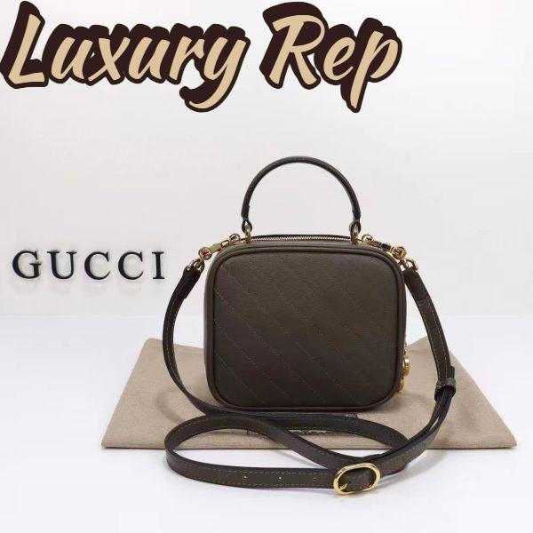 Replica Gucci Women GG Blondie Top Handle Bag Brown Leather Round Interlocking G 4