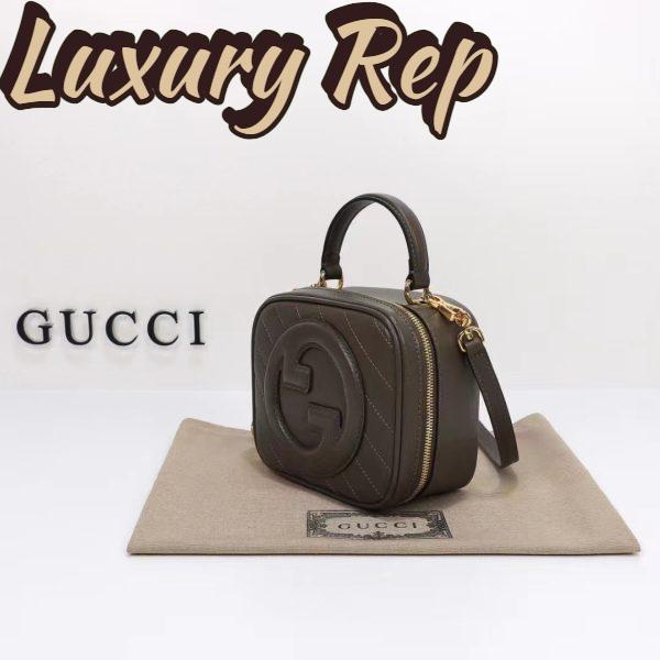 Replica Gucci Women GG Blondie Top Handle Bag Brown Leather Round Interlocking G 5