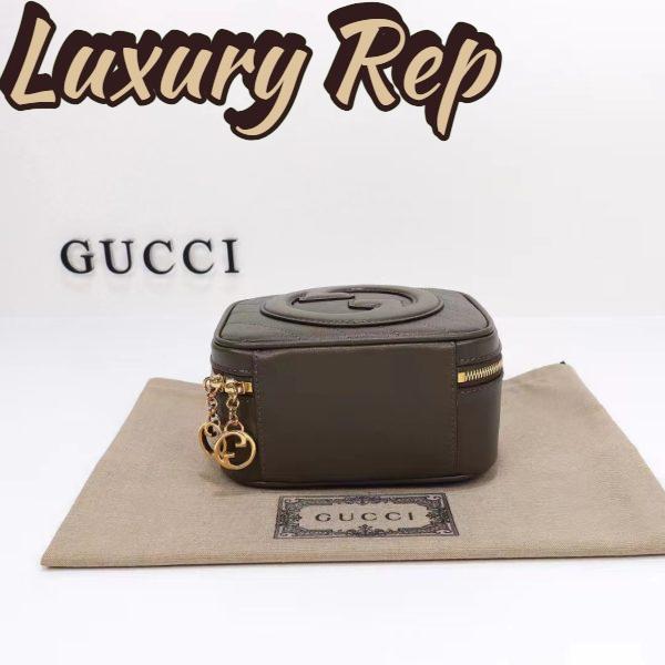Replica Gucci Women GG Blondie Top Handle Bag Brown Leather Round Interlocking G 6