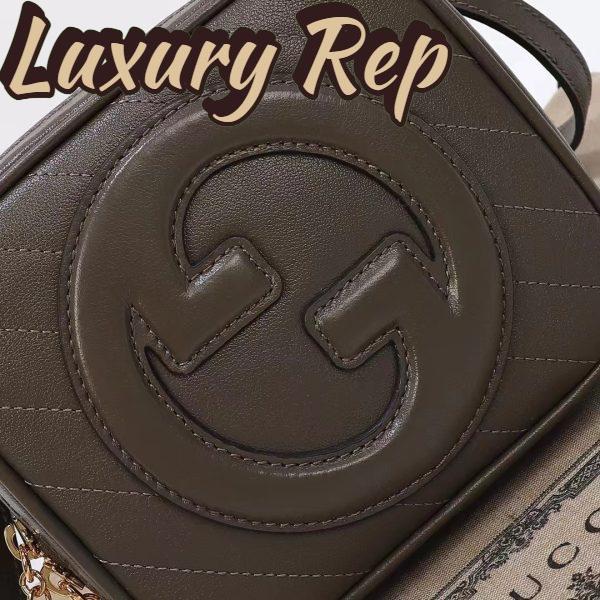 Replica Gucci Women GG Blondie Top Handle Bag Brown Leather Round Interlocking G 7