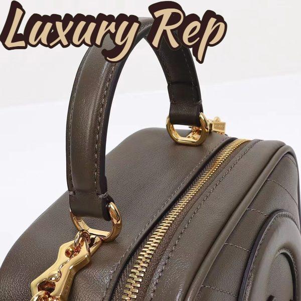 Replica Gucci Women GG Blondie Top Handle Bag Brown Leather Round Interlocking G 9