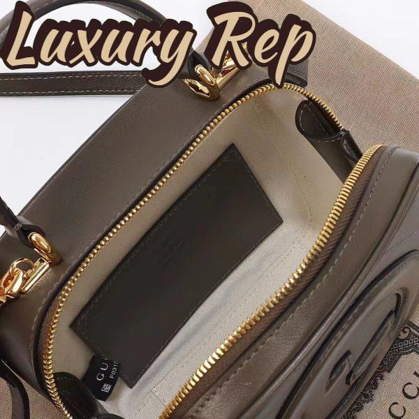 Replica Gucci Women GG Blondie Top Handle Bag Brown Leather Round Interlocking G 10