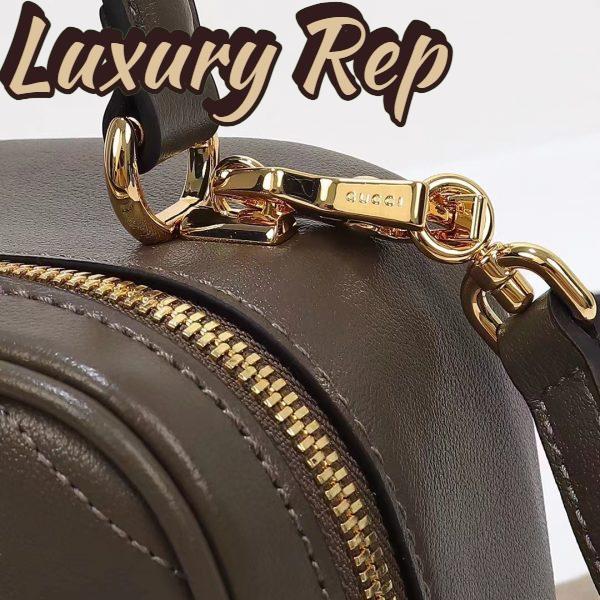 Replica Gucci Women GG Blondie Top Handle Bag Brown Leather Round Interlocking G 11
