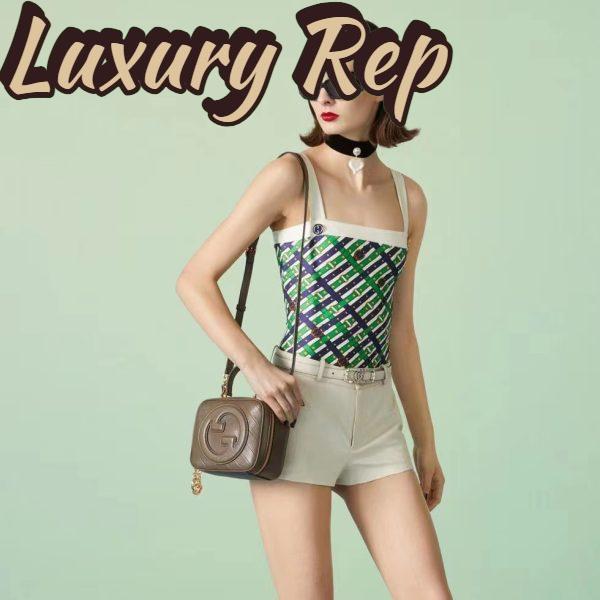 Replica Gucci Women GG Blondie Top Handle Bag Brown Leather Round Interlocking G 12