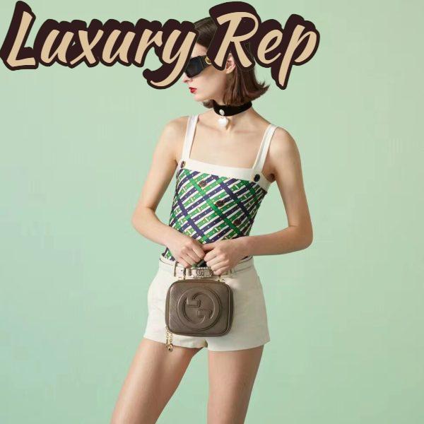 Replica Gucci Women GG Blondie Top Handle Bag Brown Leather Round Interlocking G 13