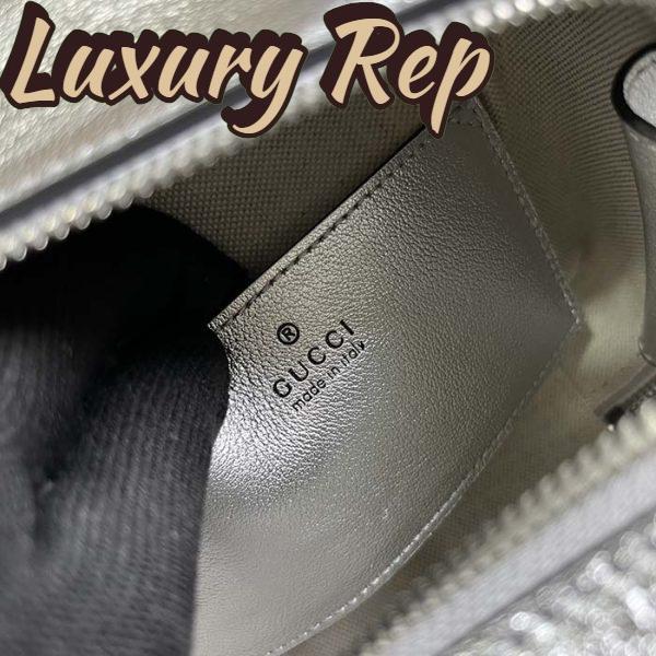 Replica Gucci Women GG Blondie Top Handle Bag Metallic Silver Leather Round Interlocking G 10