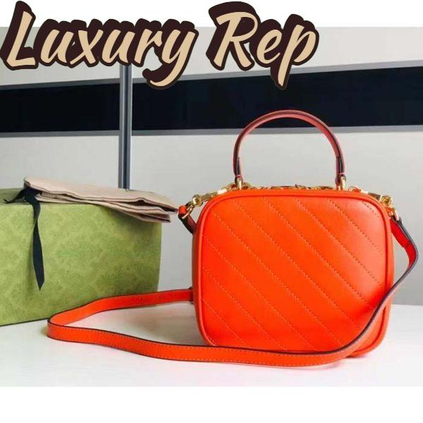 Replica Gucci Women GG Blondie Top Handle Bag Orange Leather Round Interlocking G 4