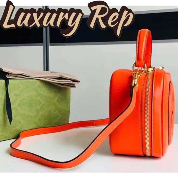 Replica Gucci Women GG Blondie Top Handle Bag Orange Leather Round Interlocking G 5