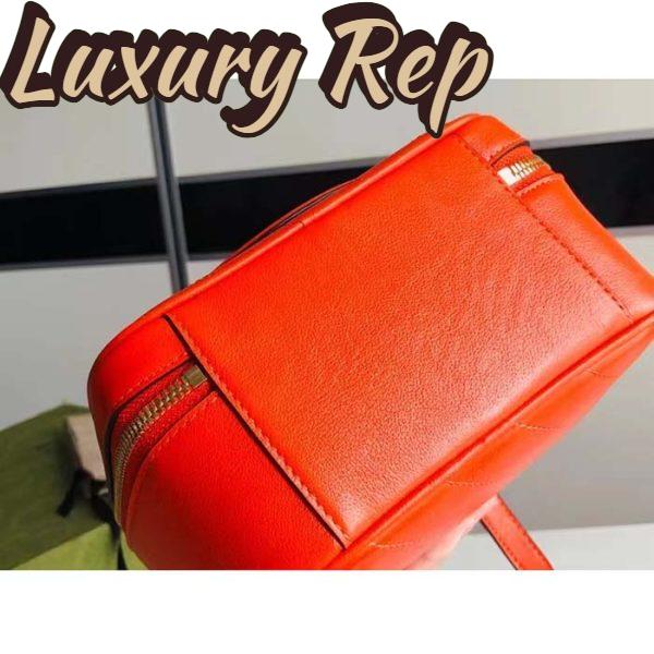 Replica Gucci Women GG Blondie Top Handle Bag Orange Leather Round Interlocking G 7