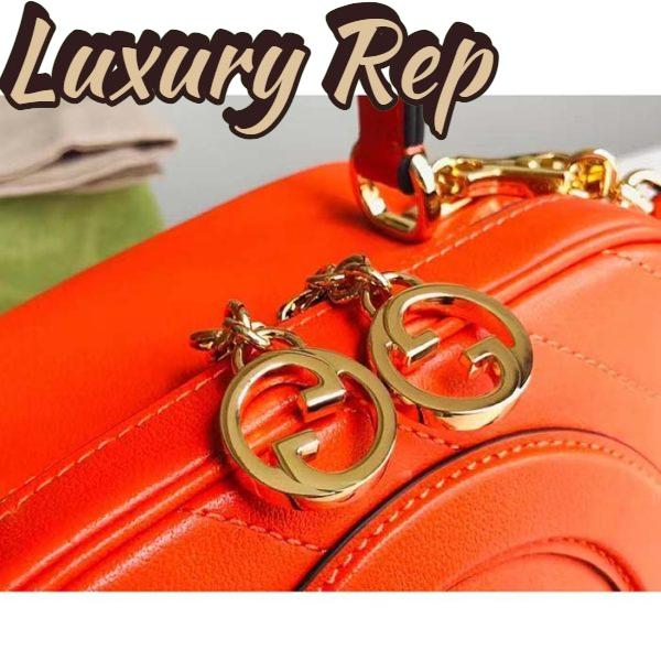 Replica Gucci Women GG Blondie Top Handle Bag Orange Leather Round Interlocking G 8