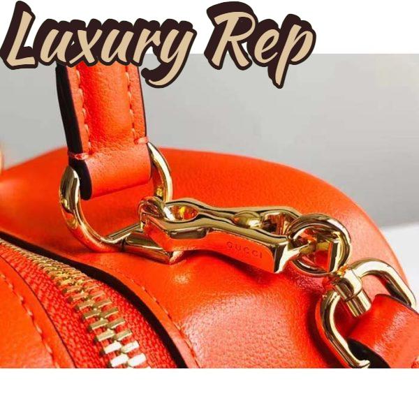 Replica Gucci Women GG Blondie Top Handle Bag Orange Leather Round Interlocking G 9
