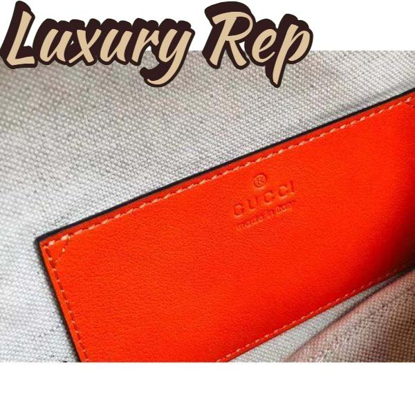 Replica Gucci Women GG Blondie Top Handle Bag Orange Leather Round Interlocking G 11