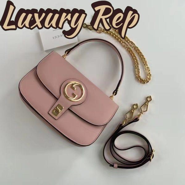 Replica Gucci Women GG Blondie Top-Handle Bag Light Pink Leather Round Interlocking G 3