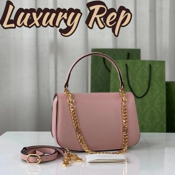 Replica Gucci Women GG Blondie Top-Handle Bag Light Pink Leather Round Interlocking G 5