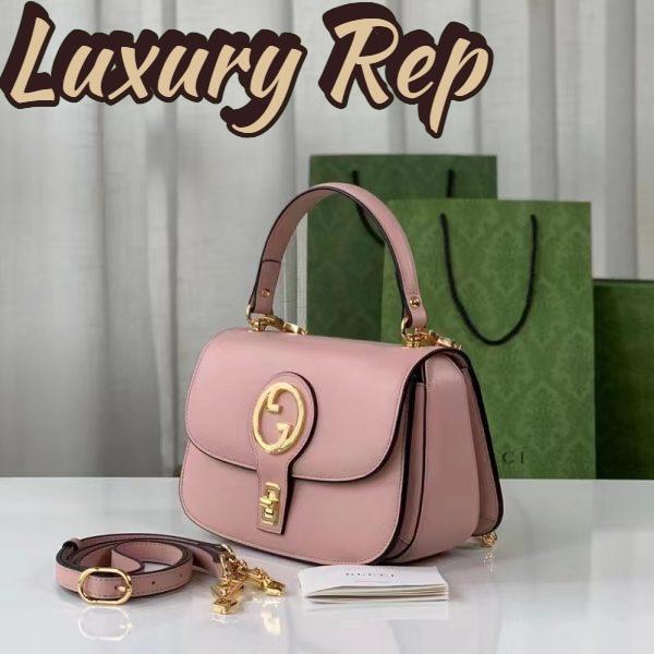 Replica Gucci Women GG Blondie Top-Handle Bag Light Pink Leather Round Interlocking G 6
