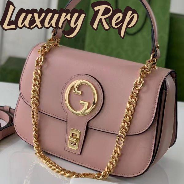 Replica Gucci Women GG Blondie Top-Handle Bag Light Pink Leather Round Interlocking G 7