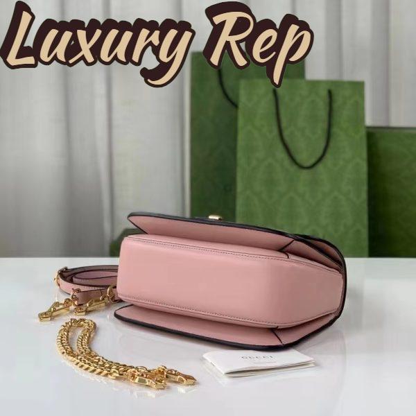 Replica Gucci Women GG Blondie Top-Handle Bag Light Pink Leather Round Interlocking G 8