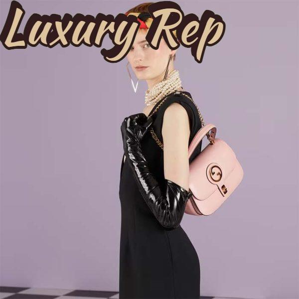 Replica Gucci Women GG Blondie Top-Handle Bag Light Pink Leather Round Interlocking G 12