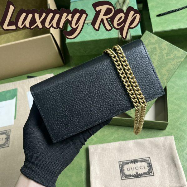 Replica Gucci Women GG Chain Wallet Interlocking G Python Bow Black Leather 4