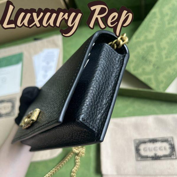 Replica Gucci Women GG Chain Wallet Interlocking G Python Bow Black Leather 5