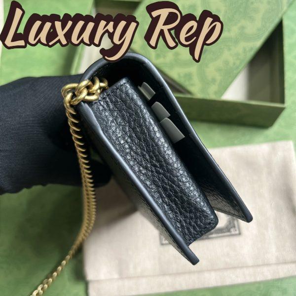 Replica Gucci Women GG Chain Wallet Interlocking G Python Bow Black Leather 7