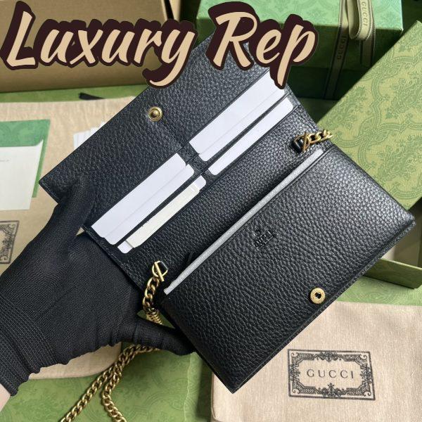 Replica Gucci Women GG Chain Wallet Interlocking G Python Bow Black Leather 8
