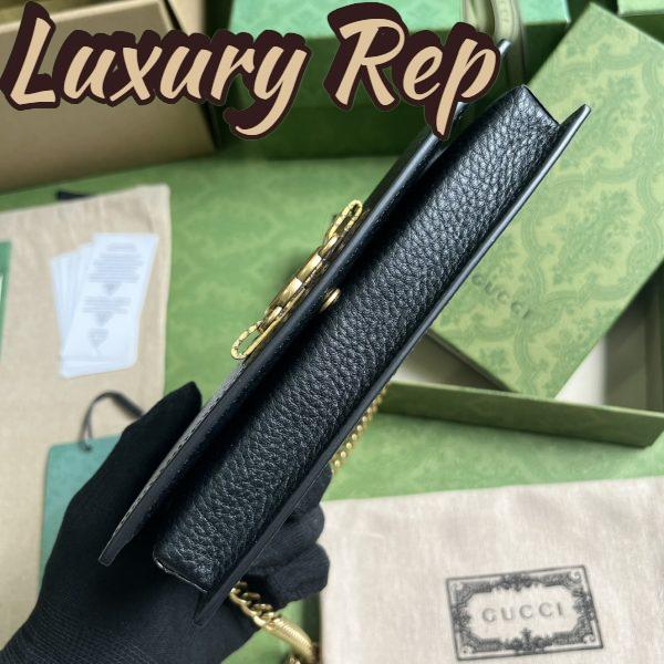 Replica Gucci Women GG Chain Wallet Interlocking G Python Bow Black Leather 9