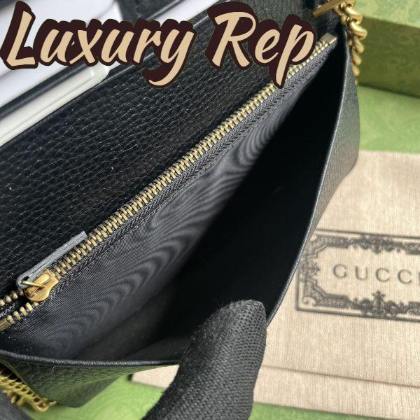 Replica Gucci Women GG Chain Wallet Interlocking G Python Bow Black Leather 10