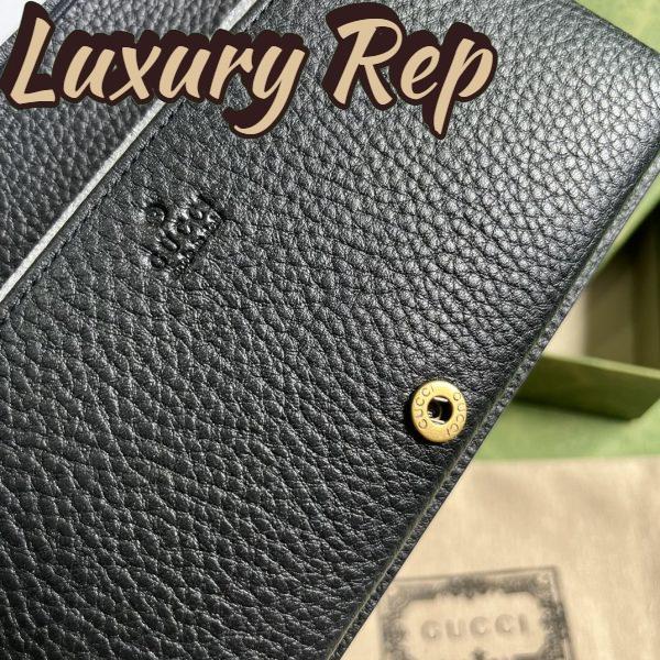 Replica Gucci Women GG Chain Wallet Interlocking G Python Bow Black Leather 11